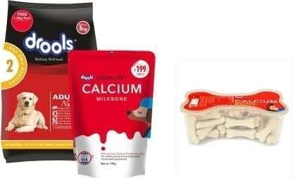 uk313xDehLrvL-1.jpg Drools Drools Chicken and Egg Adult Dog Food, 3 Kg with Absolute Calcium Milk Bone Free 190 g & Absolute Calcium Bone Jar (20pcs) Chicken 4 kg (2x2 kg) Dry Young Dog Food - Fast UK Delivery - Image 1