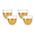 Dancing Leaf Bueno Double Walled Cup Set of 4 | Heat Resistant Borosilicate Glass | Perfect for Tea, Coffee & Other Beverages | Capacity - 250ml - Fast Shipping to USA & Canada