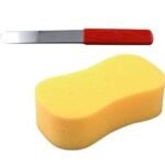 PMPEARL Metal Wax Spatula Plastic Finish Handle with Sponge (Multicolour) - Fast UK Delivery