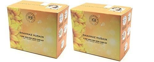 uk31ZJ-OwAGQL-1.jpg Shahnaz Husain 5 Step Anti- tan Skin Care Facial Kit for a Natural Radiant Glow, Gold, Pack of 2 - Fast UK Delivery - Image 1