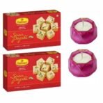 Haldiram's Nagpur Soan Papdi (Elaichi Flavour) 1 kg (Pack of 2) with 2 Small Diya - Fast UK Delivery - Image 2