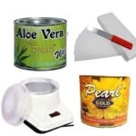 PMPEARL Waxing Kit Combo Wax Machine (Wax Heater + Aloe Wax (600 gm) + Cold Wax (600 gm) + Wax Strips (30) + Wax Spatula) - Fast UK Delivery