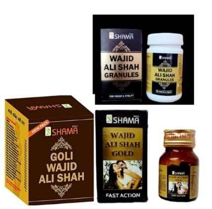 uk414FCE13K8L-1.jpg NEW SHAMA COMBO PACK GOLI WAJID ALI SHAH 10 PILLS, WAJID ALI SHAH GOLD 10 CAPSULE AND WAJID ALI SHAH GRANULES 100G - Fast UK Delivery - Image 1