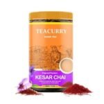 TEACURRY Kesar Chai (100 Grams, 50 Cups) - Saffron Chai with Assam Black Tea - 100% Natural Flavoured Tea with Real Saffron | Refreshing & Tasteful Kesar Flavor Chai Tea - Fast Shipping to USA & Canada