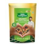 Tata Sampann Delight Dry Fruit & Seed Mix | Power Packed & Crunchy Snack | Trail Mix | High in Protein & Dietary Fibre | Rich in Magnesium | Source of Phosphorus | 200g | Roasted Almonds, Cranberries, Black Raisins, Green Raisins, Pumpkin Seeds, Flax Seeds & Chia Seeds - Fast UK Delivery - Image 2