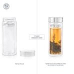 Dancing Leaf Viajero Glass Tea Travel Tumbler With Removable Stainless Steel Infuser | Heat Resistant Double Walled Borosilicate Glass | Anti - Spill Lid |Perfect For Having Tea On-The-Go | Capacity - 350ml - Fast Shipping to USA & Canada - Image 4