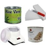 PMPEARL Waxing Kit Combo (Wax Heater + Aloe Wax (600 gm) + White Chocolate Wax (600 gm) + Wax Strips (30) + Wax Spatula) - Fast UK Delivery