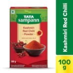 Tata Sampann Kashmiri Red Chilli Powder with Natural Oils, 100g, Kashmiri Lal Mirch Powder, With Exclusive Recipe - Fast UK Delivery - Image 3