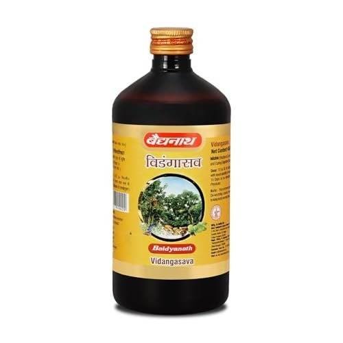 uk41dlUmzG2mL-1.jpg Baidyanath Vidangasava Syrup- Ayurvedic Herbal Tonic for Digestive Health and Detoxification, (450 ml) - Fast UK Delivery - Image 1