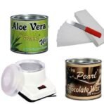 PMPEARL Waxing Kit Combo (Wax Heater + Aloe Wax (600 gm) + Chocolate Wax (600 gm) + Wax Strips (30) + Wax Spatula) - Fast UK Delivery