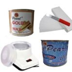 PMPEARL Waxing Kit Combo (Wax Heater + Gold Wax (600 gm) + Dtan Wax (600 gm) + Wax Strips (30) + Wax Spatula) - Fast UK Delivery