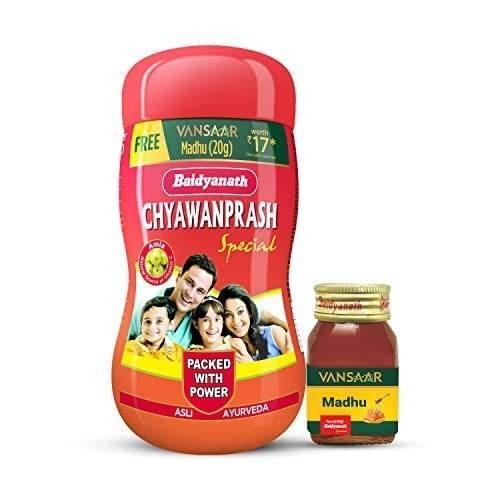 uk41oZKjXDYLL-1.jpg Baidyanath Chyawanprash Special - Pack of 500g with 20g Madhu Free | Immunity Booster | Enhances Strength & Stamina - Fast UK Delivery - Image 1