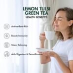 Tea Treasure Lemon tulsi Green Tea - 100 Gm - Lemon Tulsi Tea | Lemongrass Tea | Green Leaf Tea | Relaxation Tea | Detox Tea for Body Cleanse & Cold Relief | Antioxidant Tea for Stress Relief - Fast UK Delivery - Image 4