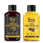 Holy Natural Organic Jamaican Black castor oil and Organic Castor Oil | Combo Pack | 300-300ml | - Fast UK Delivery