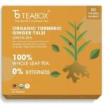 Teabox Organic Turmeric Ginger Tulsi Green Tea 50 Teabags | For Immunity Boosting, Digestion and Sore Throat | 100% Whole Leaf Tea, 0% Bitterness | Silken Pyramid Teabags - Fast UK Delivery - Image 3