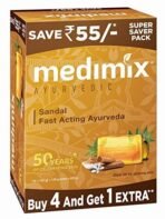 Medimix Ayurvedic Sandal Bathing Bar, 125 g (4 + 1 Offer Pack) And Classic 18 Herbs Soap, 125 g (4 + 1 Offer Pack) - Fast UK Delivery - Image 3