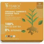 Teabox Organic Jasmine Green Tea 50 Teabags | Sourced From Madurai | For Calm Mind and Relaxation & Teabox Organic Turmeric Ginger Tulsi Green Tea 50 Teabagss - Fast UK Delivery - Image 6