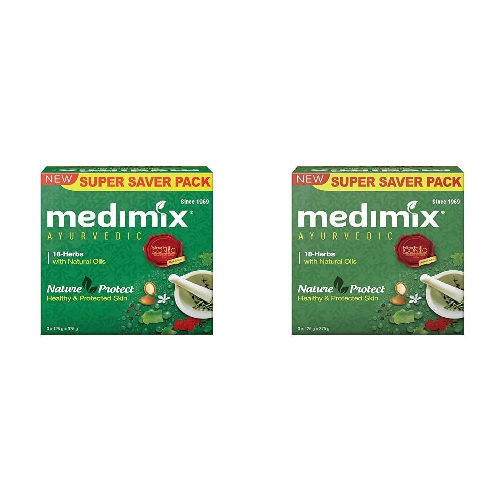 uk512j70JpEDL-1.jpg Medimix Ayurvedic Classic 18 Herbs Bathing Soap 125g (Combo Pack of 6) | Natural Oils For Healthy & Protected Skin | Shop Herbal | Natural | Paraben-free & Sulphate-free | 100% Vegan - Fast UK Delivery - Image 1