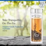 Dancing Leaf Viajero Glass Tea Travel Tumbler With Removable Stainless Steel Infuser | Heat Resistant Double Walled Borosilicate Glass | Anti - Spill Lid |Perfect For Having Tea On-The-Go | Capacity - 350ml - Fast Shipping to USA & Canada - Image 6