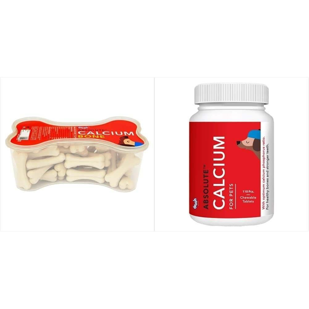 uk515JrNVKmL-1.jpg Drools Absolute Calcium Bone Jar, Dog Supplement - 40 Pieces (600gm) and Absolute Calcium Tablet- Dog Supplement, 110 Pieces - Fast UK Delivery - Image 1