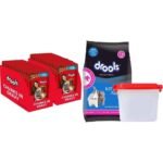 Drools Adult Wet Dog Food, Real Chicken and Chicken Liver Chunks in Gravy, 24 Pouches (24 x 150g)&Drools Kitten(1-12 Months) Dry Cat Food, Ocean Fish, 1.2kg with Free Container - Fast UK Delivery