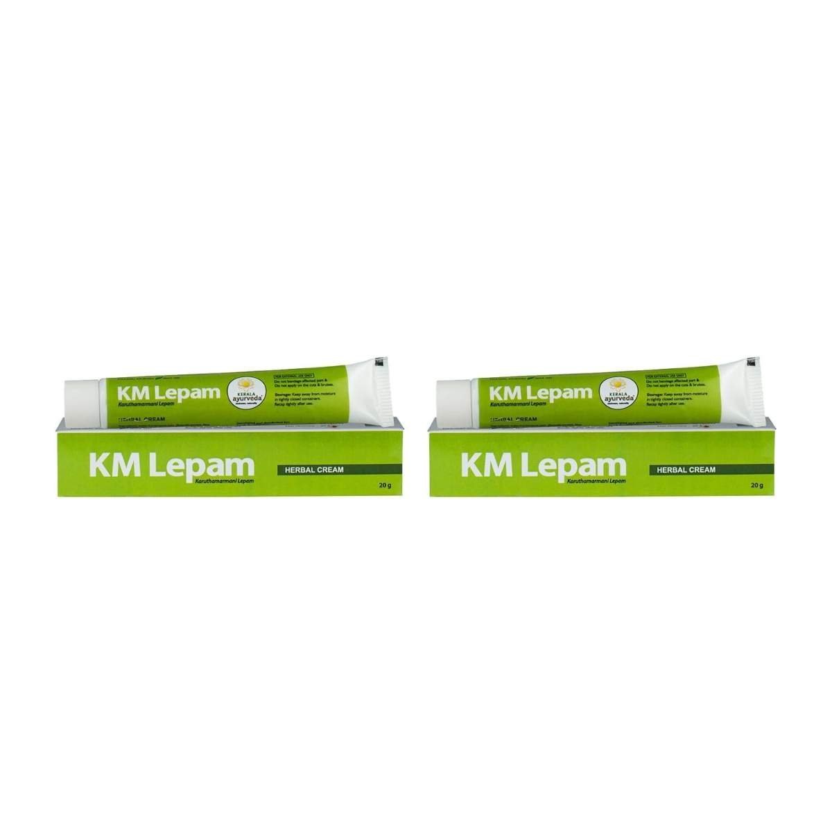 uk517OngMGiL-1.jpg Kerala Ayurveda KM Lepam - 20 g (Pack of 2) | Headache Relief Balm | Ayurvedic Balm for Headache | 100% Ayurvedic | With Sallaki, Aloe Vera, Kapoora, Original Beeswax | 20g X 2 - Fast UK Delivery - Image 1