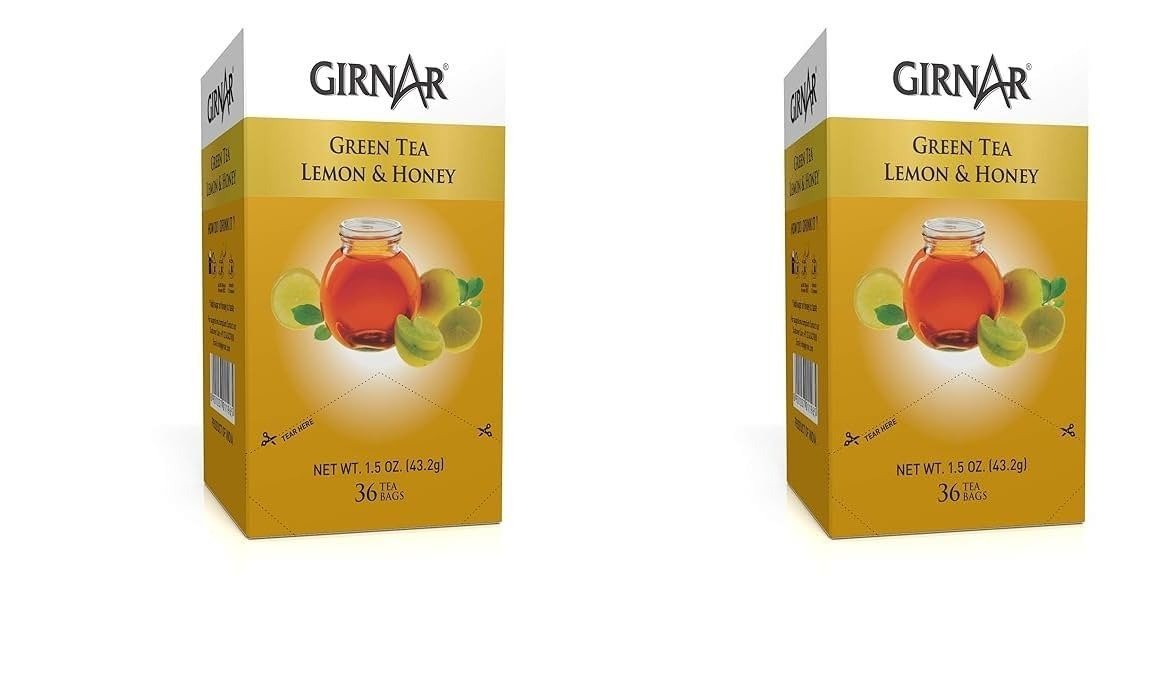 uk517Sku0yKAL-1.jpg Girnar Green Tea Lemon & Honey (36 Tea Bags) | Pack of 2 | 90 Gm - Fast UK Delivery - Image 1