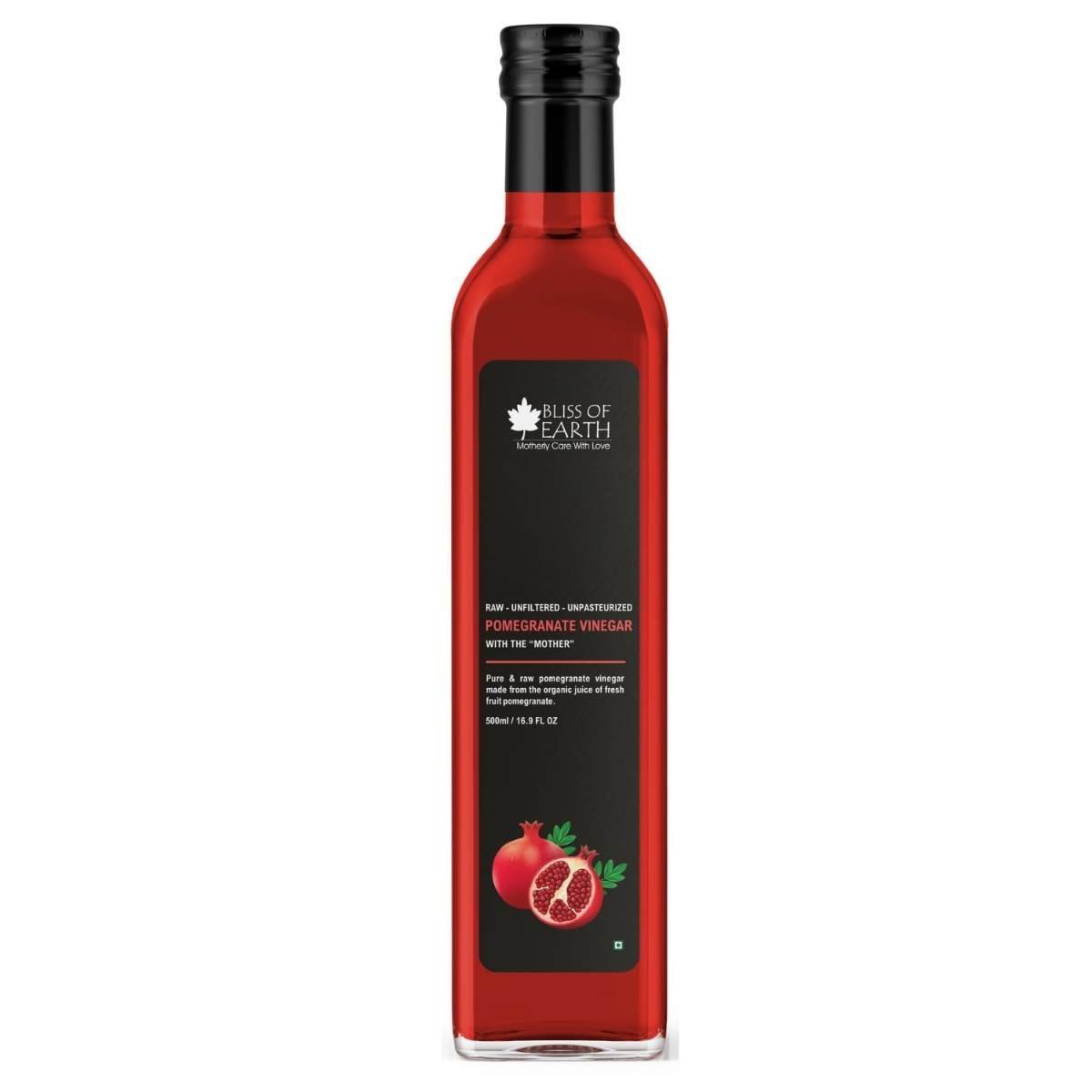 uk5187x94B0kL-1.jpg Bliss of Earth Raw Pomegranate Vinegar With Mother, Unfiltered Anar Ka Sirka For Cooking, Healhty Digestion & Metabolism, 500ml - Fast UK Delivery - Image 1