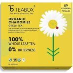 Teabox Chamomile Green Tea for Stress Relief & Good Sleep, 50 Silken Pyramid Tea Bags & Teabox Green Tea Sampler Bags 20pcs (2pcs X 10 flavors) - Fast UK Delivery - Image 3
