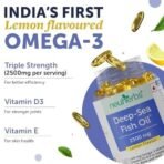 Neuherbs Deep Sea Omega 3 Fish Oil - Omega 3 Supplement Triple Strength 2500 Mg, 60 Softgel for Men and Women, Fish Oil softgels With No Fishy Burps with Lemon Flavour - Fast UK Delivery - Image 3