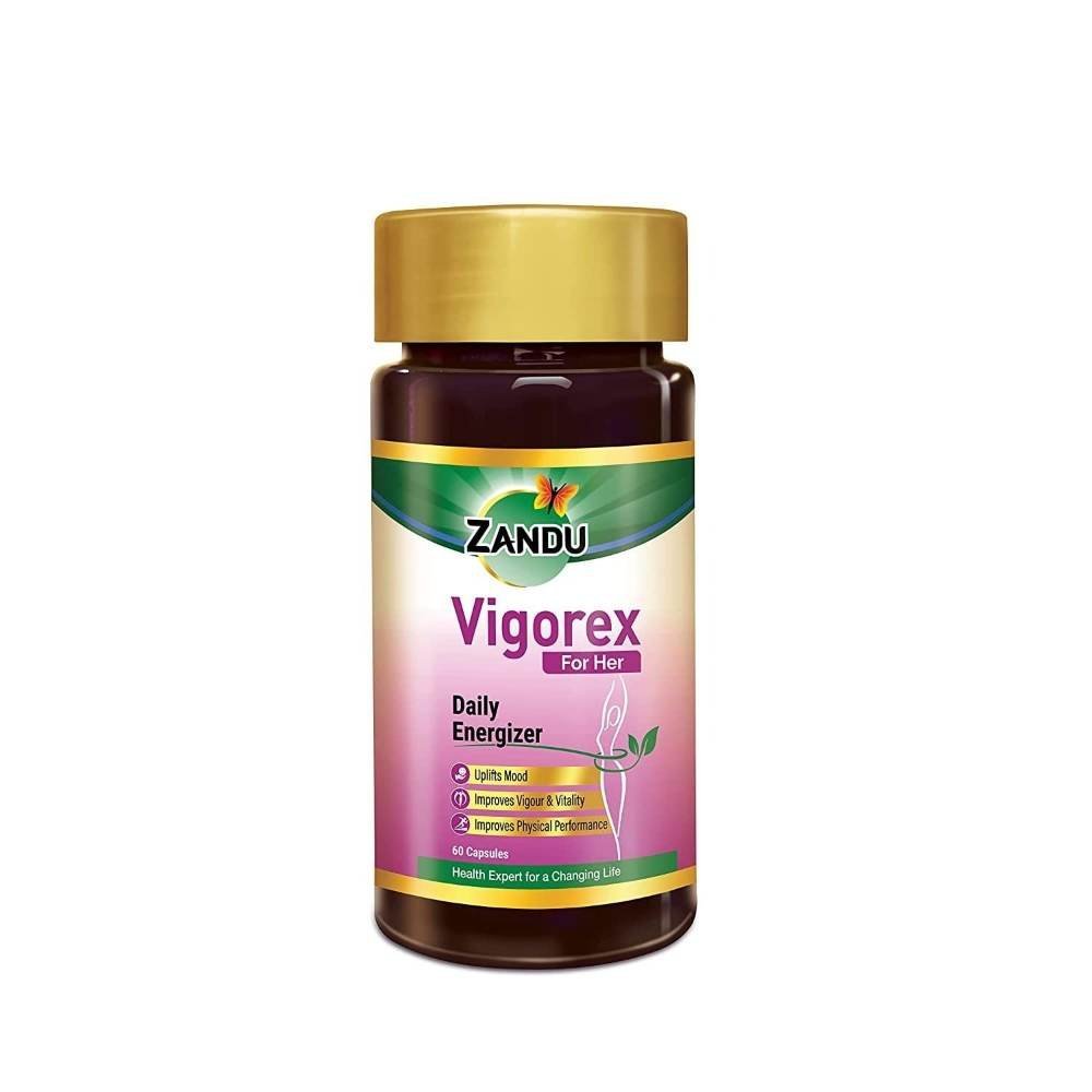 uk51HSGOceU5L-1.jpg Zandu Vigorex For Her: A Daily Energizer |100% Natural,Authentic & Safe ingredients| Her Secret Remedy for Vigour and Vitality (Pack of 60 capsules) - Fast UK Delivery - Image 1