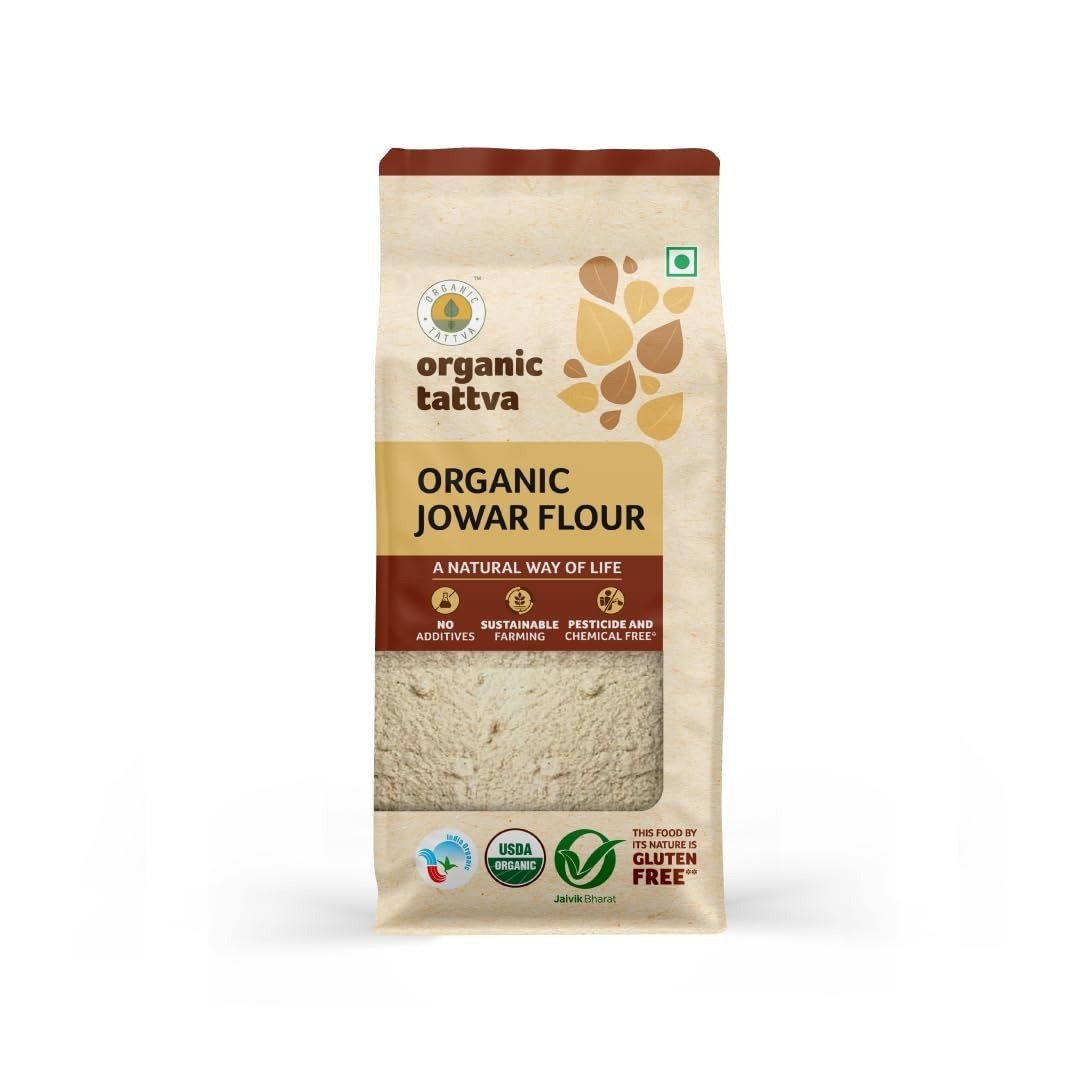 uk51Hyr3YDTL-1.jpg Organic Tattva 'Jowar Flour,' All Natural and Fresh (500 g, Pouch) - Fast UK Delivery - Image 1