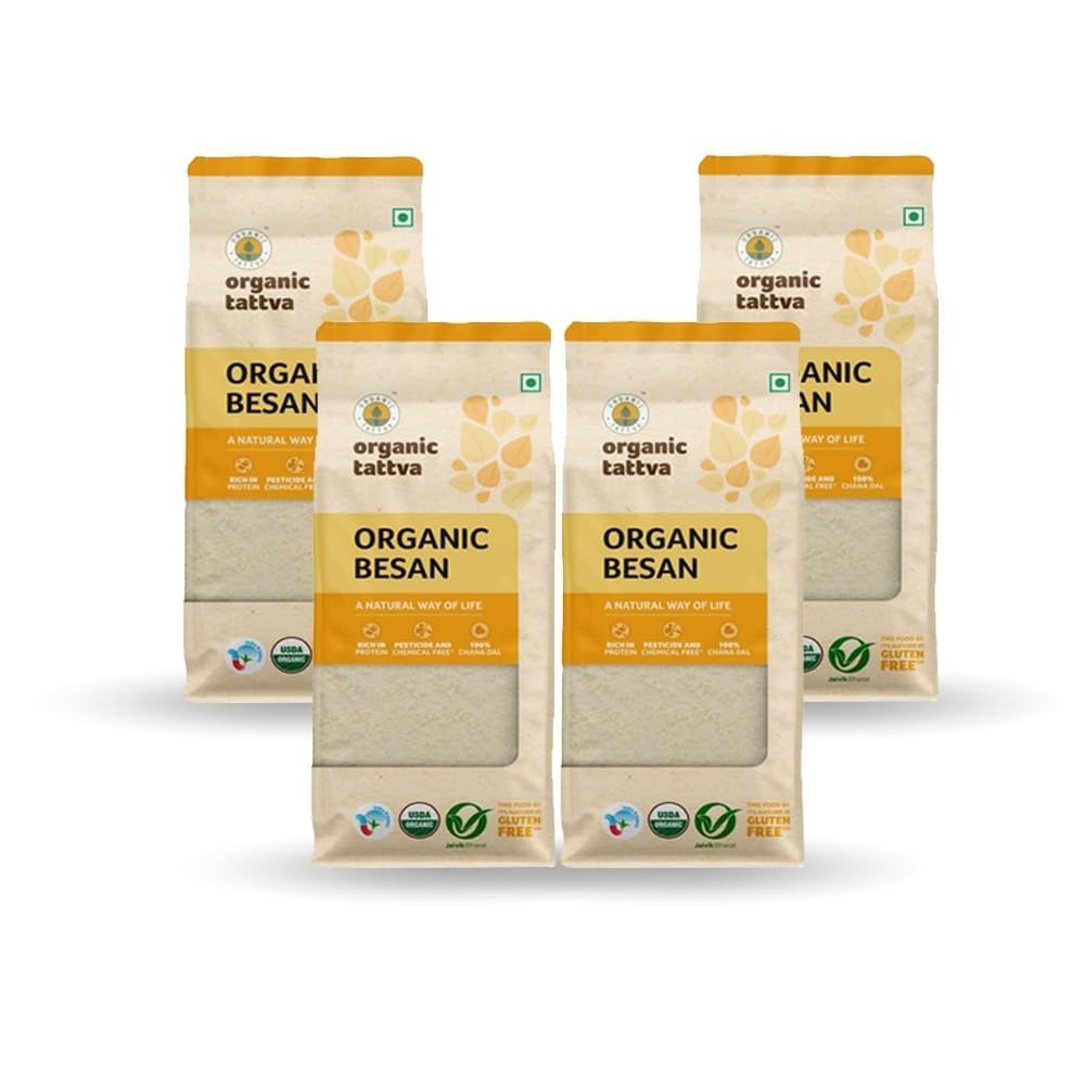 uk51KL5hSYv-L-1.jpg Organic Tattva, Organic Besan, 500 gm | Bengal gram Flour | 100% Chana Dal | Fine Besan | Rich in Protein | Naturally Gluten Free | Pesticide and Chemical Free - Fast UK Delivery - Image 1