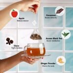 Tea Treasure Organic Apple Spice Fruit Tea - 25 Pyramid Tea Bags - Blend of Assam Black Tea, Naturally Dried Apple, Adrak, Long & Cinnamon | Premix Spice Tea | Apple Tea | 1 Teabox - Fast UK Delivery - Image 3