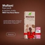 CURA MULTANI MITII FACE PACK 200GM II With Rose Water II For all Skin Types II 8 Sachets 25gm each - Image 7