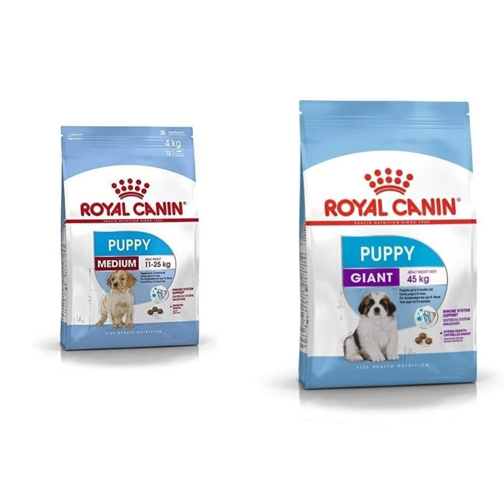 uk51NgiizaN-L.jpg Royal Canin Medium Puppy Pellet Dog Food, Chicken, 4 kg & Royal Canin Giant Junior Dry Dog Food, Chicken, 3.5 Kg - Fast UK Delivery - Image 1