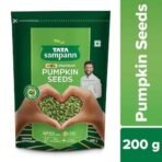 Tata Sampann Pumpkin Seeds, 200g, Rich in Protein, Dietary Fibre, Magnesium & Phosphorus, Raw & Unroasted Pumpkin Seeds, Source of Iron & Zinc, Handpicked Seeds, Resealable Pack - Fast UK Delivery - Image 3