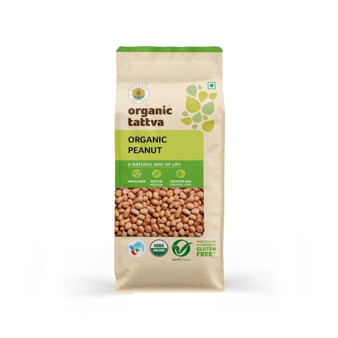 uk51Si0M53FqL-1.jpg Organic Tattva, Organic Raw Unpolished Peanuts/Groundnuts, 500 gram - Fast UK Delivery - Image 1