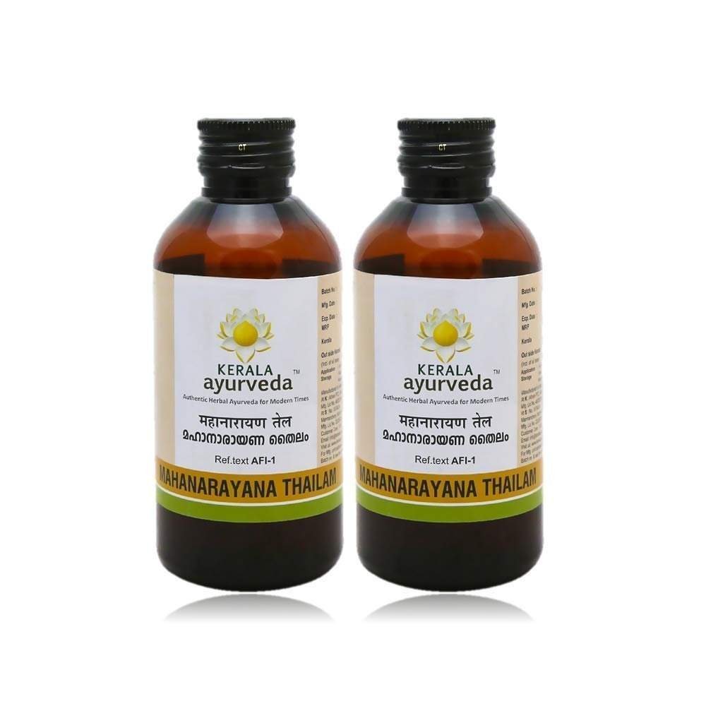 uk51UxJu86ncL-1.jpg Kerala Ayurveda Mahanarayana Thailam - 200 ml | Ayurvedic Oil for Muscle Soreness & Stiffness | Increases Flexibility in Joints & Relieves Pain | Tel Massage Oil | Strengthens Muscles (Pack of 2) - Fast UK Delivery - Image 1