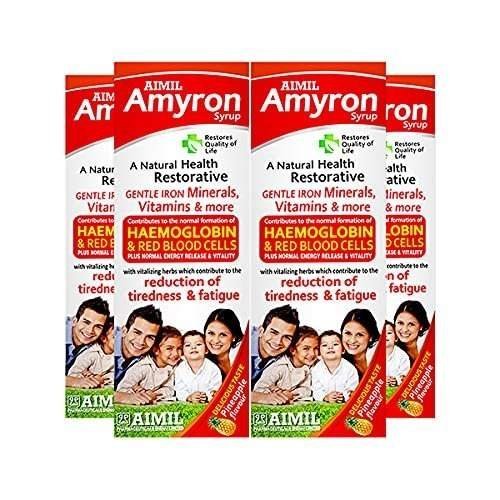 uk51V1FlWp7BS.jpg AIMIL Amyron Multivitamins Syrup for Men & Women with 34 Ingredients| Reduce Tiredness & Fatigue | Improves Haemoglobin Level - 200 ML (Pack of 4) - Fast UK Delivery - Image 1