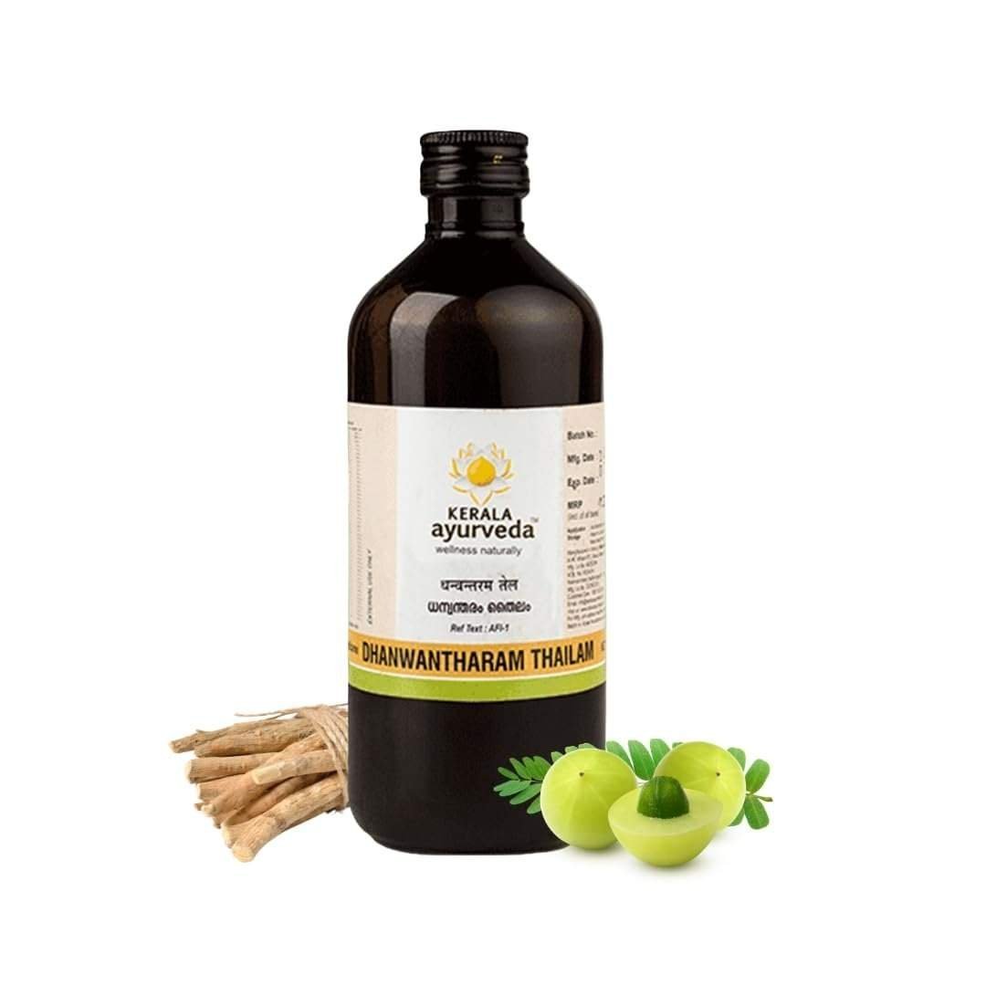 uk51W6D6D-3VL-1.jpg Kerala Ayurveda Dhanwantharam Thailam - 450 ml | Ayurvedic Oil for Prenatal & Postnatal Recovery | Ideal for Stretch Marks Removal for Men & Women | Massage Oil for Relaxed Body | Strengthens Muscles - Fast UK Delivery - Image 1
