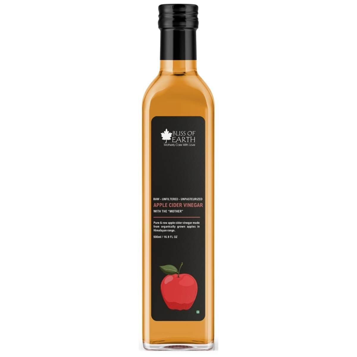 uk51YZEOSBxL-1.jpg Bliss of Earth Apple Cider Vinegar With Mother, Himalayan Organically Grown Apples, Unfiltered, Raw,500 ml PET Bottle, - Fast UK Delivery - Image 1