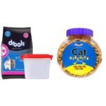 Drools Kitten(1-12 Months) Dry Cat Food, Ocean Fish, 1.2kg with Free Container&Drools Real Chicken Biscuits, Cat Treats Jar - 400g - Fast UK Delivery