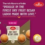 Haldiram's Dry Fruit Besan Ladoo (No Added Sugar) 400g | Handcrafted Indian Traditional Sweets | Made with Pure Ghee | Diwali Gifts Hampers for Family and Friend | Authentic Laddu Taste | Made with Premium Ingredients | Sweets Gift Pack for Festival - Fast UK Delivery - Image 4