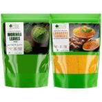 BLISS OF EARTH 250GM Organic Moringa Leaves Powder+250GM Organic Lakadong Turmeric Powder Pack of 2 - Fast UK Delivery - Image 2
