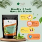 Bliss of Earth Herbal Henna For Hair Basil, Blended With Herbs Amla, Neem, Babul Gum and & Basil Essential Oil For Long Lasting Hair Color, Hair Nourishment, 100gm - Fast UK Delivery - Image 4