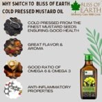 Bliss of Earth 500ML Certified Organic Mustard Oil for Cooking & Hair, Cold Pressed, Hexane Free ( Pet Bottle) - Fast UK Delivery - Image 4