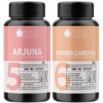 Bliss of Earth High Potency Terminalia Arjuna Bark Extract Tablets 500mg & High Potency Ashwagandha Root Extract Tablets 500mg With Quick Release & Enhanced Bioavailability 60 Tablet (Pack of 2) - Fast UK Delivery