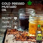 Bliss of Earth 500ML Certified Organic Mustard Oil for Cooking & Hair, Cold Pressed, Hexane Free ( Pet Bottle) - Fast UK Delivery - Image 3