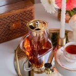 Octavius | Pyramid Glass Tea Pot With GOLD PLATED INFUSER & SESHAM WOOD GIFT BOX - 720 Ml | Removable Infuser & Lid | Heat Resistant | Green Tea Maker | Loose Leaf Tea Maker | Ideal for 4 Cups - Fast UK Delivery - Image 7